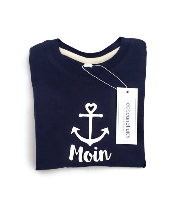 Ebbe und Flut Children's Shirt Moin - Fair Trade & Organic - Kids Shirt Moin with anchor dark blue from ebbe und flut®