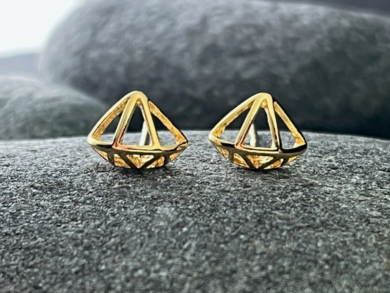 Ebb and Flow Origami Diamond Gold Earrings - Elbe Diamond Gold Origami Earrings by ebbe und flut®