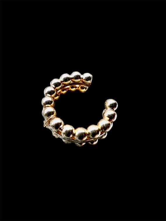 Ebb and Flow Earcuff Gold Beads - 925 Sterling Silver Gold Plated - Ear Clip Gold Beads ebbe und flut®