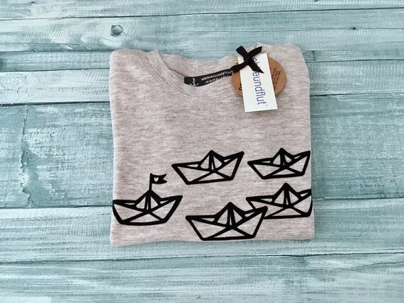 Maritime baby shirt "paper boat" -fair - paper boat, paperboats, Hamburg gift, gift for birth, baby, baby shirt