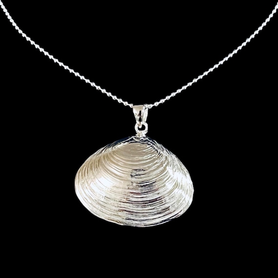 Ebb and Flow Necklace Beach Shell Silver - Necklace with pendant large silver shell made of 925 Sterling silver