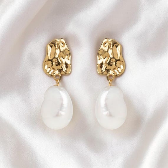 Enamel Copenhagen Perlen Ohrringe Paris - Ohrringe 925 Silber 18 K vergoldet, Hochzeitsschmuck, eleganter Brautschmuck, Perlenschmuck