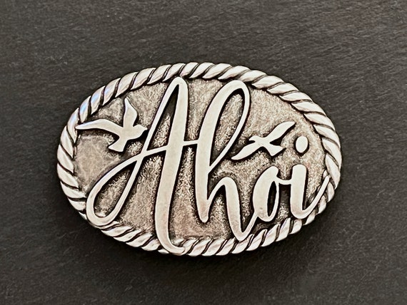 Ebb and Flow Belt Buckle Ahoi - Maritime Belt Buckle Ahoi for interchangeable belts with 4 cm width