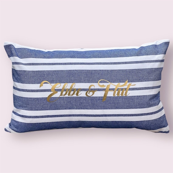 Ebb & Flow Pillow - maritime pillow ebb and flow - blue and white striped, 30 x 50 cm, ebb and flow gold