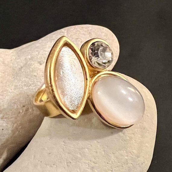 Ebbe und Flut Statement Ring Ostseegold edel - eleganter Damenring, handgefertigter Designerschmuck