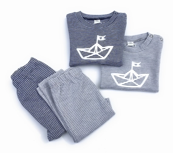 Maritime Baby Set Paper Boat - Fair Trade & Organic - Baby Gift for Birth, Set of 2 for Twins, Newborn Set, Ebb and Flow®
