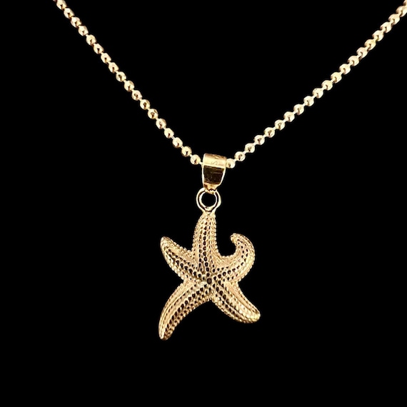 Ebb and Flow Starfish Necklace, Gold - Necklace with small starfish pendant, size S