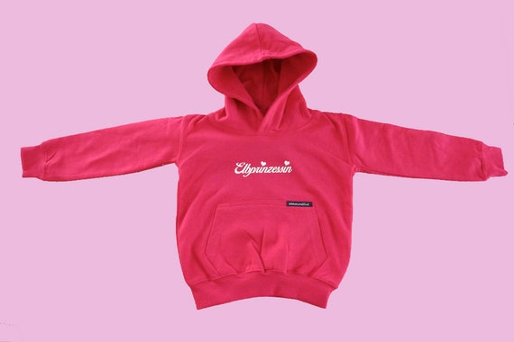 Hoodie Elbe Princess 1/2 J, 3/4 J. 5/6 J. 7/8 J.-hooded sweatshirt, pink, princess, Elbe, Hamburg, Dresden, gift, girl