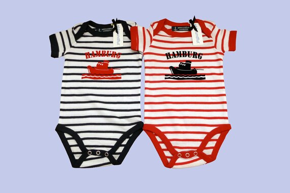 Twin Pack Baby Bodies Tug Hamburg - Maritime Baby Set, Baby Gift for Birth, Twins, Port of Hamburg, Ebb and Flow®