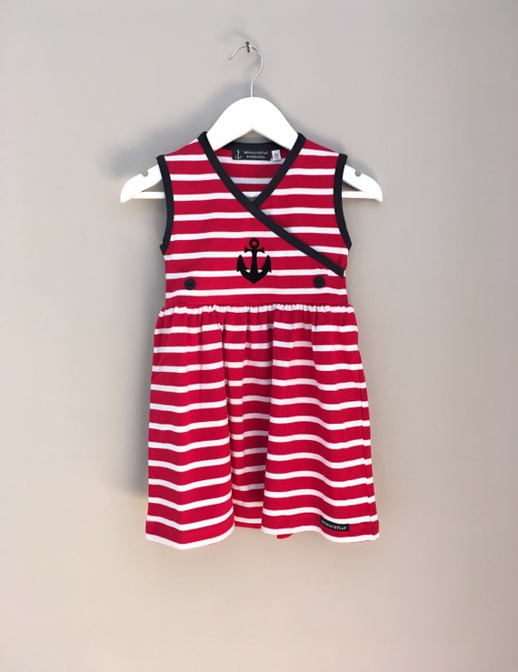 Ebb and Flow Dress Anchor, Striped Dress, Anchor Stripes, Nautical Children's Dress Anchor