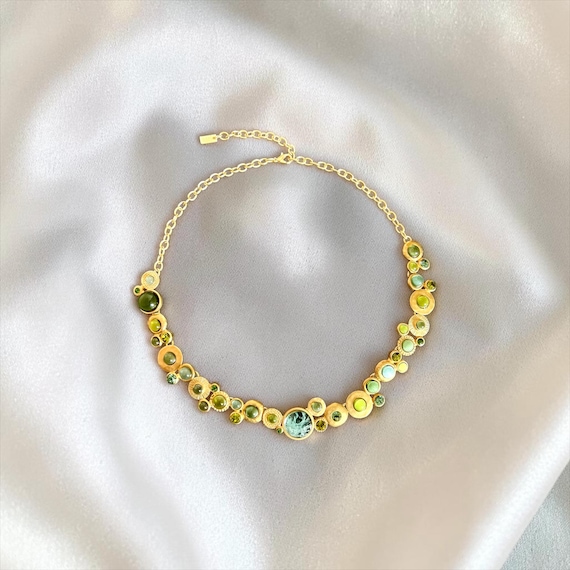Ostseegold Aurelia necklace - 22K gold-plated necklace with handmade glass stones - exclusive designer jewelry piece