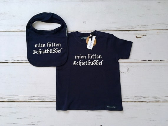 Set Baby Shirt & Bib "Schietbüddel"- fair - Hamburg Gifts, Gift for Birth, Baby, Toddler, Schietbüdel, Sabberlatz, T-Shirt