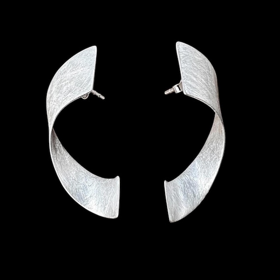 Ebb and Flow Stud Earrings Silver Silver Wave - curved silver earrings Solid Silver - Icematt