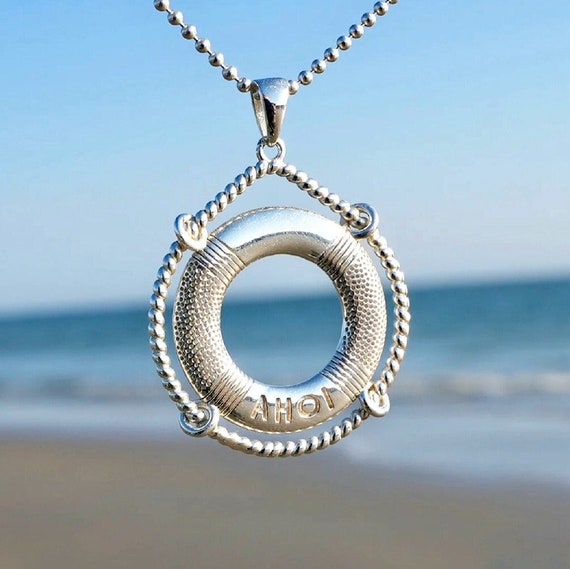 Ebb and Flow Necklace Lifebuoy Silver - Chain with pendant Lifebuoy Ahoy made of 925 Sterling Silver