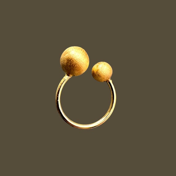 Gold-plated silver ring with a ball design - modern statement ring, gold designer ring, minimalist jewelry