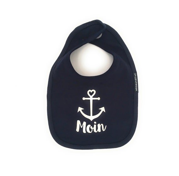 Ebbe und Flut Baby Bib Moin Anchor dark blue - Fair Trade & Organic - Moin, Bib Anchor, Baby Gift, ebbe und flut®