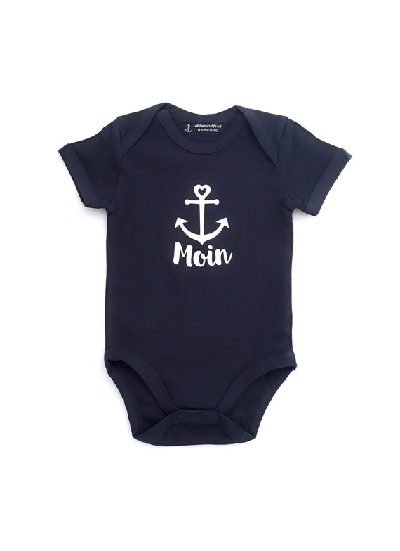 Maritime baby body Moin with anchor - Fair Trade - dark blue - Baby gift for birth, Moin, East Frisia, Baltic Sea, North Sea, ebb and flow®