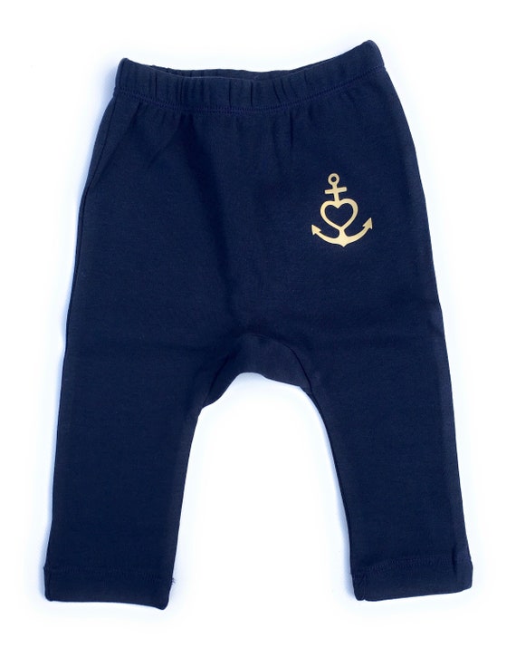 Ebb and flow baby pants "Anchor with heart" in blue gold - baby gift for birth, faith love hope, heart, anchor, ebb and flow®