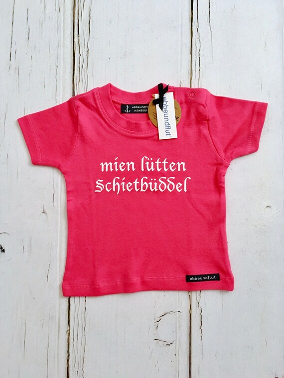 Baby Shirt "mien lütten Schietbüddel" pink-fair-Schietbüdel, North German, flat German, baby shirt Schietbüddel, girl, gift