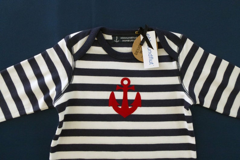 Ebb and flow maritime baby romper ancre Hambourg Commerce équitable & biologique Cadeaux de Hambourg, cadeau de naissance, flux et reflux® image 1