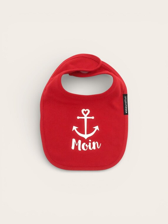 Ebb and Flow Baby Bib Moin Anchor in red with Velcro closure, bib anchor, baby gift for birth, ebbe und flut®
