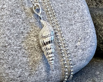 Halskette Ringelmuschel Silber - Muschel Halskette aus 925 Sterlingsilber, ebbe und flut