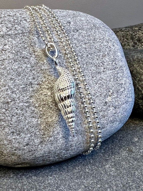 Ringel mussel silver necklace - shell necklace made of 925 sterling silver, ebb and flow