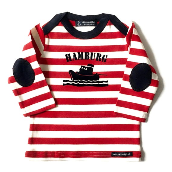 Ebb and Flow Baby Shirt Tugboat Hamburg, striped long-sleeved shirt Hamburg, ebbe und flut®