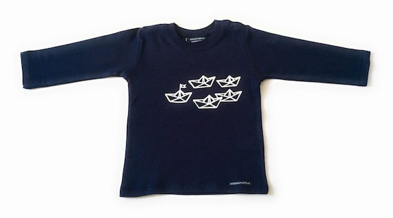 Boys long sleeve shirt "paper ships"-Fair Trade-paperboats, shirt maritime, boats, ships, sweaters, top, Hamburg gift