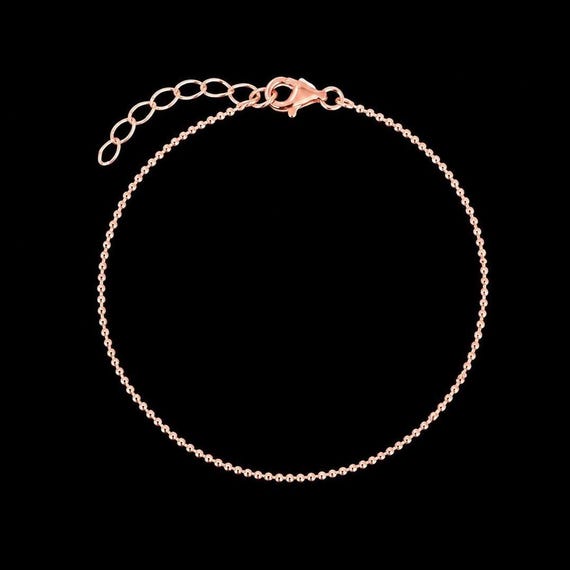Ebb and Flow Bracelet in rose gold, glitter bracelet, ball chain in 925 sterling silver with rose gold plating, delicate bracelet