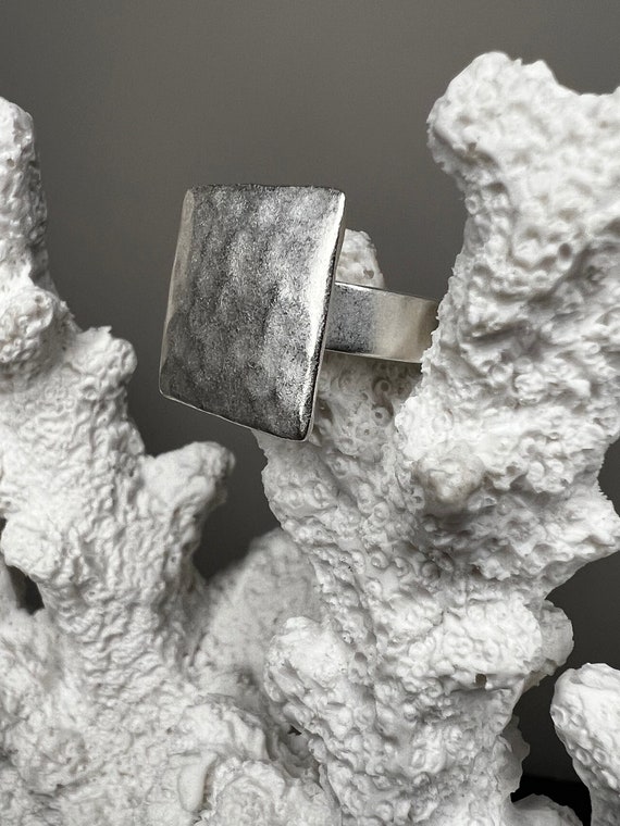 Ebb and Flow Ring North Sea Silver square - matt silver plated - Ring silver plated by ebbe und flut®