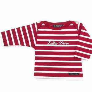 Ebbe und Flut Babyshirt Lütten Deern rot weiß gestreift, Shirt maritim, Breton Shirt Baby, Baby Geschenk zur Geburt, ebbe und flut® Bild 4