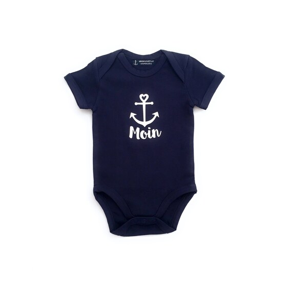 Maritime baby body Moin with anchor - Fair Trade - dark blue - Baby gift for birth, Moin, East Frisia, Baltic Sea, North Sea, ebb and flow®