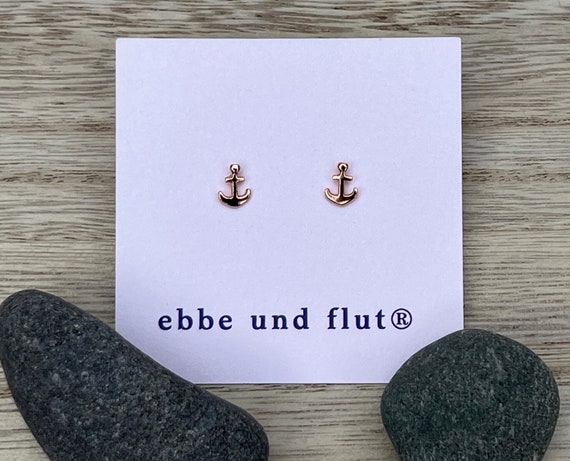 Ebbe und Flut ear studs anchor rose gold - Maritime ear studs anchor rose gold from ebbe und flut®