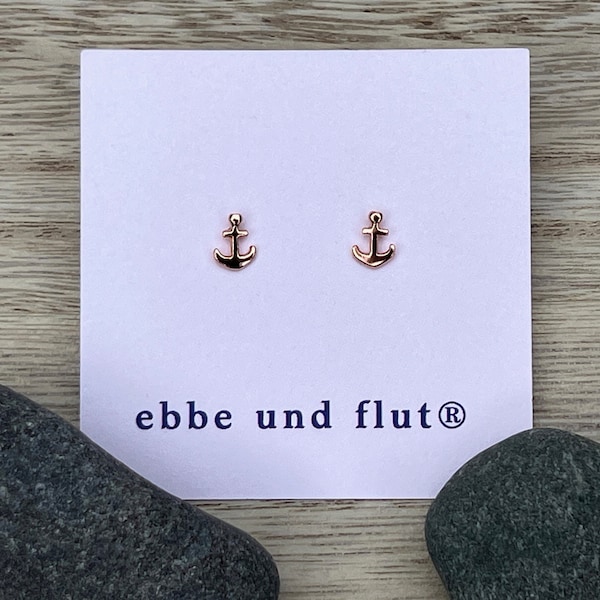 Ebb and flow ear studs anchor rose gold - Maritime ear studs anchor rose gold from ebbe und flut®