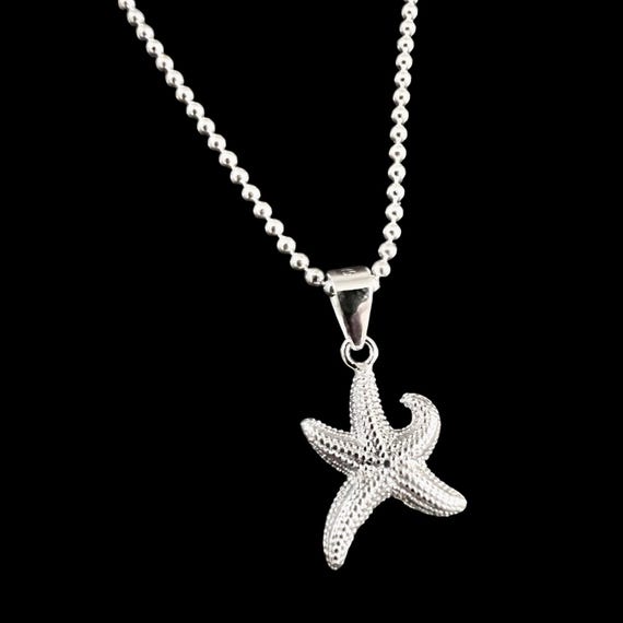 Tides Necklace with Small Silver Starfish - Nautical Starfish Necklace in 925 Sterling Silver, Nautical Jewelry