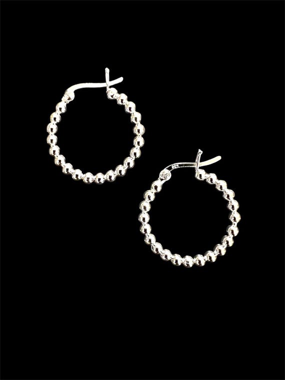 Ebb and Flow Creoles Silver - Silver Pearl Creoles 24 mm