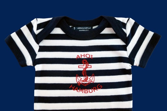 Ebb and flow maritime baby bodysuit Ahoi Hamburg, Hamburg gifts, baby gift for birth from ebbe und flut®