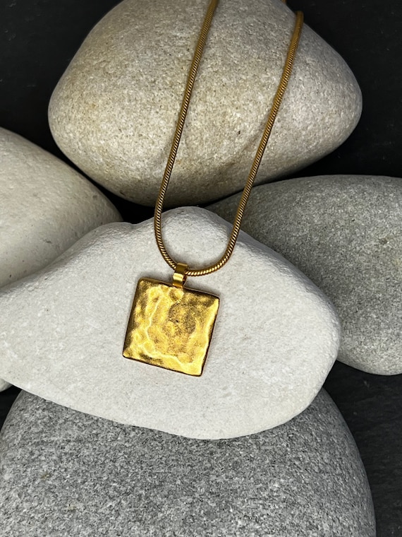 Ebb and flow necklace Baltic Sea gold square - 22K matt gold plated - necklace with pendant Baltic Sea from ebbe und flut®