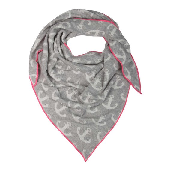 Ebb and Flow Triangle Scarf Anchor Wool / Cashmere in light grey/white