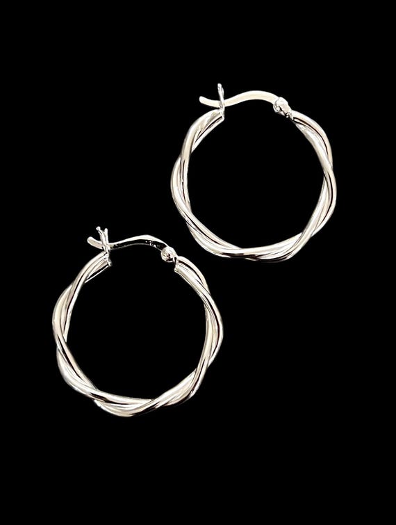 Hoop earrings ebb and flow silver - silver hoop earrings 30 mm