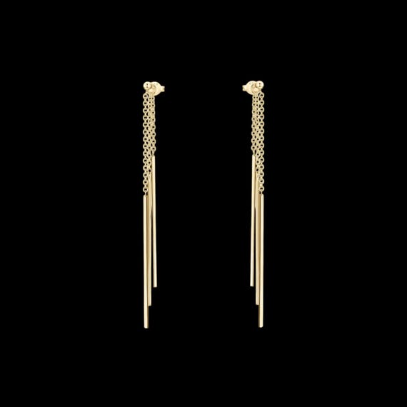 Long bar earrings in gold-plated 925 sterling silver - Minimalist women's drop earrings