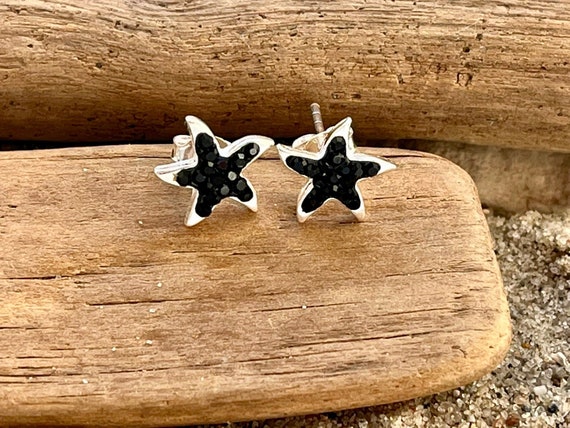Ebb and Flow Starfish Stud Earrings ebbe und flut - 925 Silver Black Stud Earrings maritime ebbe und flut®