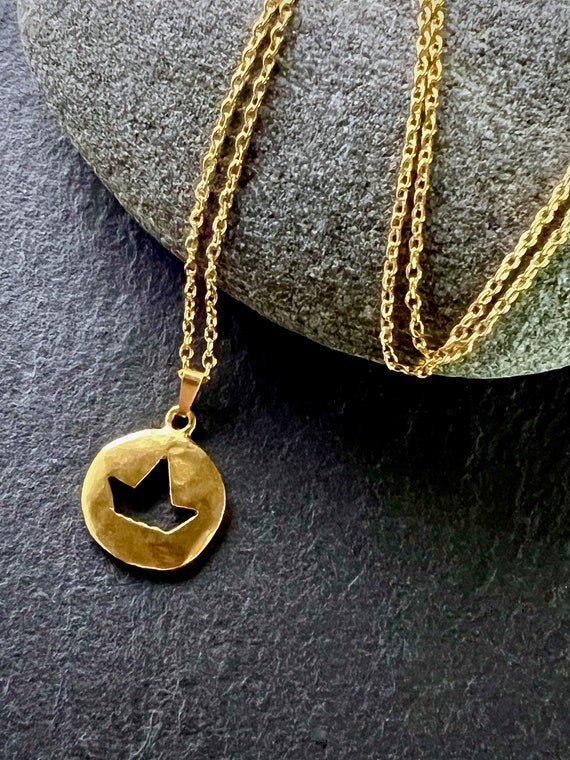 Ebb and Flow Necklace Paper Boat Matte Gold Plated - Maritime Paper Boat Necklace