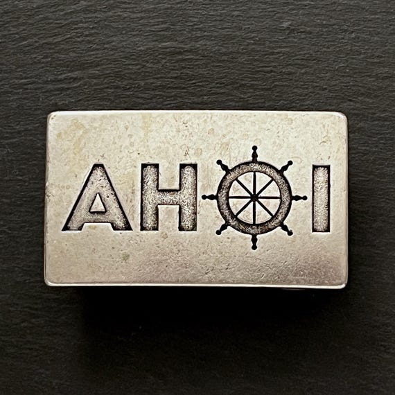 Ebb and Flow Belt Buckle Ahoy - Maritime Belt Buckle Ahoy for Interchangeable Belts with a Width of 4 cm