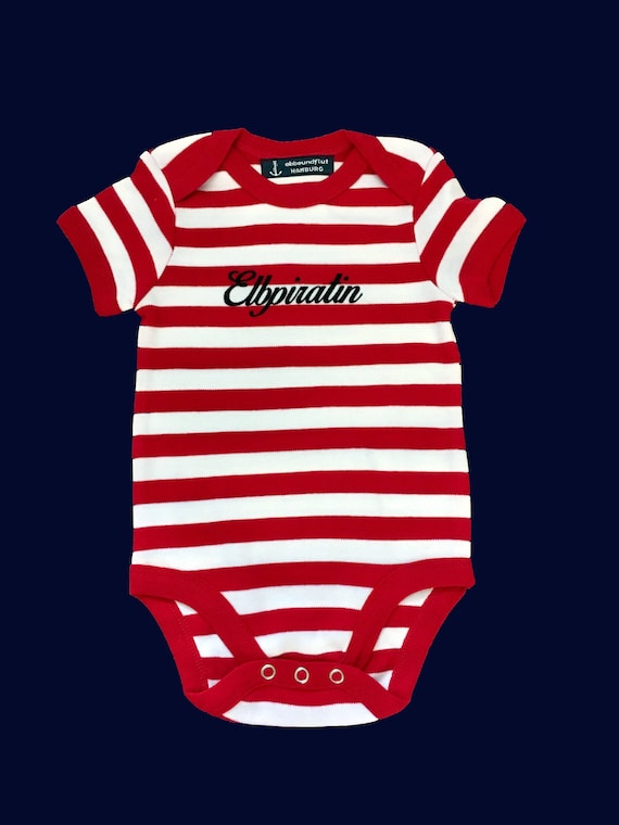 Ebb and flow baby body Elbpiratin red white - maritime baby gift for birth, ebb and flow®