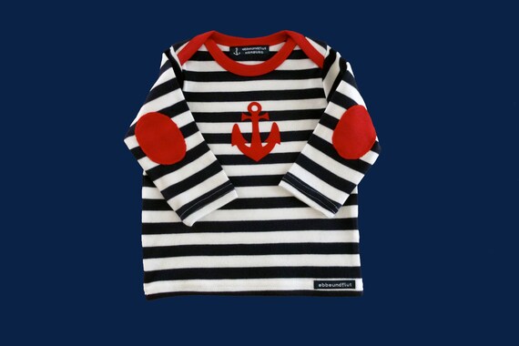 Maritime baby long sleeve shirt ANKER HAMBURG - fair - blue and white striped - Hamburg gifts, gift for birth, baby shirt, kids shirt