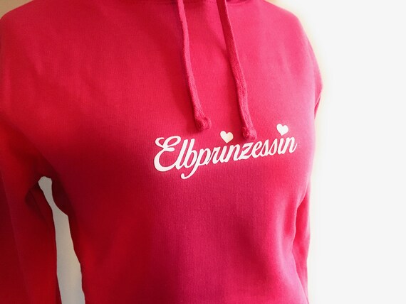 Women's Long Hoodie Elbprinzessin in pink, hooded sweater, hooded dress, Longhoodie Elbprinzessin