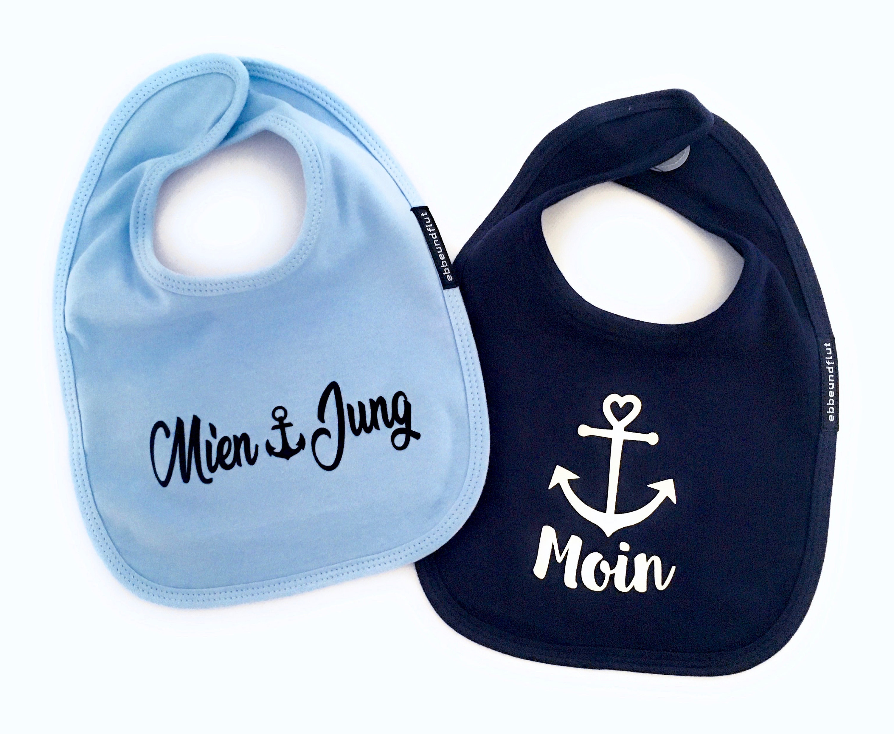 Ebb and Flow Bib Set Moin Mien Jung Fair Trade Organic Low German Baby Gifts for Birth ebbe und flut