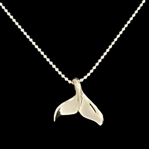 Whale fluke necklace in silver - necklace with whale fluke pendant made of 925 sterling silver, ebb and flow